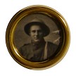 Ferrotype buttons were popular for many years.  Here is a custom one depicting Peter Dhaese a veteran of the Siberian Expedition 